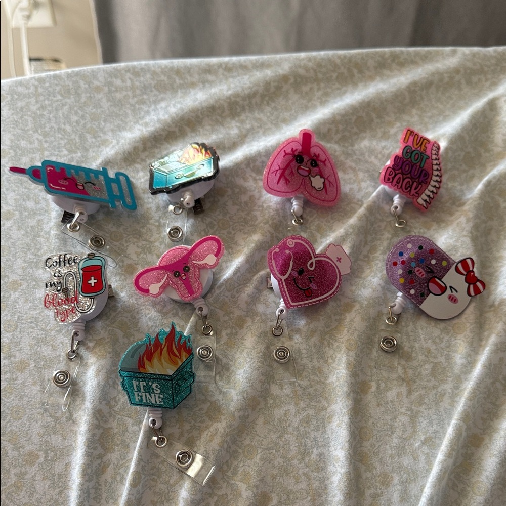 Cute Badge Reel Set with Fun Designs
 All Included